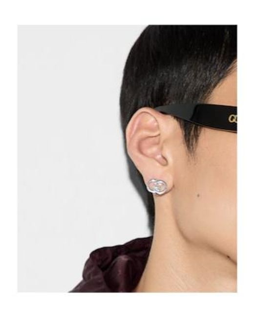 Gucci White Interlocking Stud Earrings for men