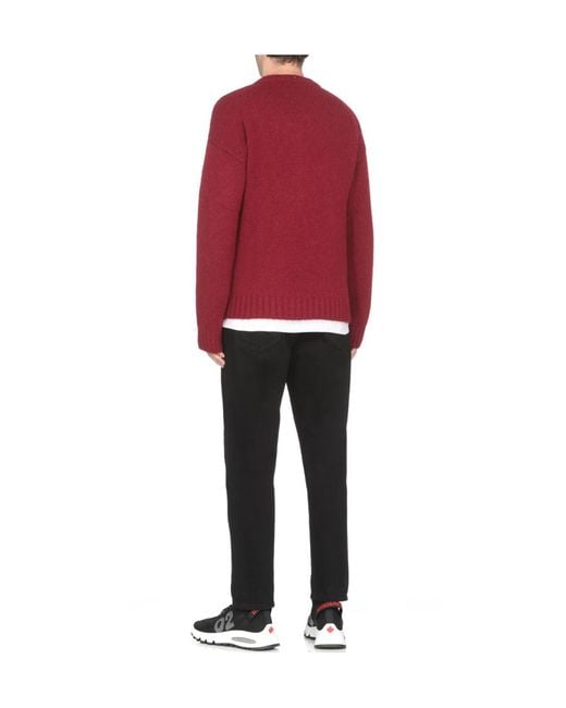 DSquared² Red Logo-Patch Crewneck Jumper for men