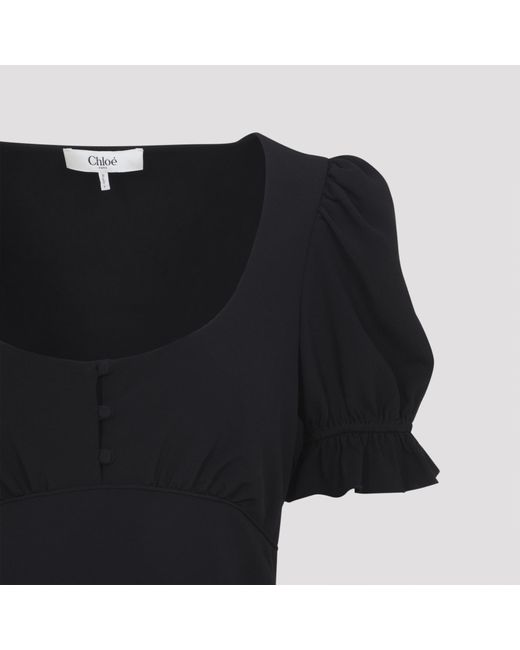 Chloé Black Chlo Ruffled Midi Dress