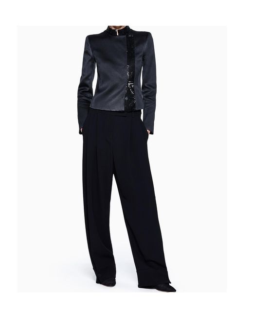 Giorgio Armani Blue Mandarin-Collar Jacket