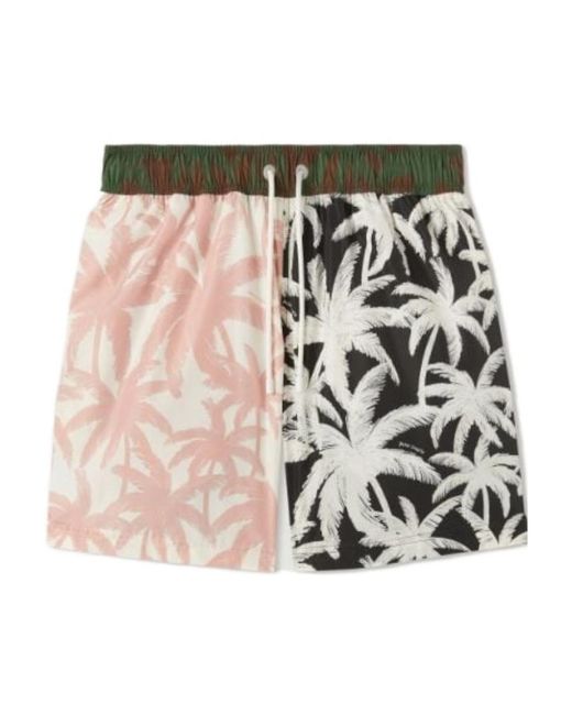 Palm Angels Multicolor Palms Patchwork Drawstring Swim Shorts for men