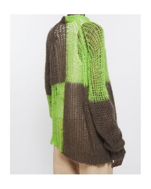 Acne Green Colour-Block Knit Sweater