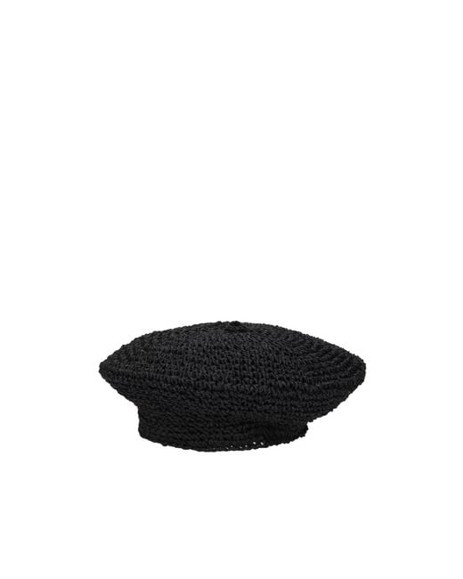 Borsalino Black Ines Crochet Beret Papier
