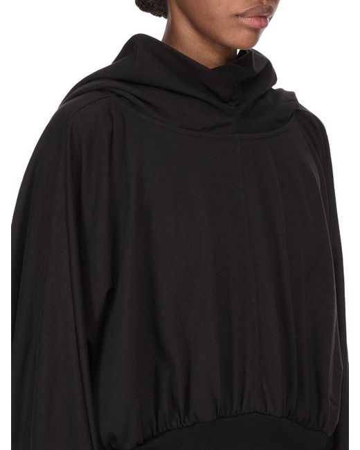 Rick Owens Black Temple Cropped Hooded Top