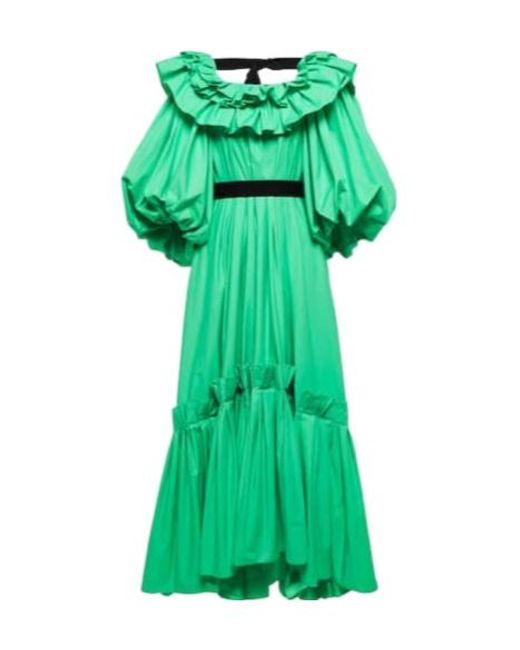 Roksanda Green Zahara Pleated Cotton Maxi Dress