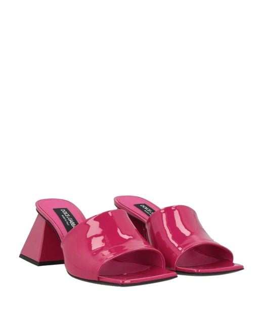 Dolce & Gabbana Pink Patent Leather Square-Toe Slippers