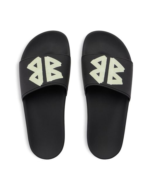 Balenciaga Black Bb Logo Pool Slide Sandals for men