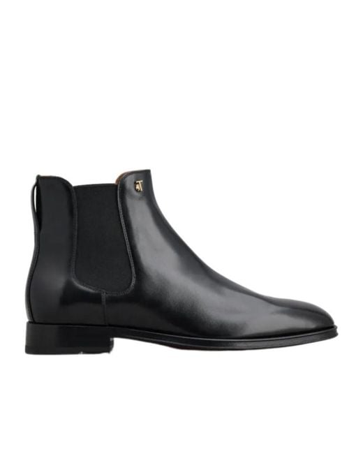 Tod's Black Logo-Plaque Leather Ankle Boots for men