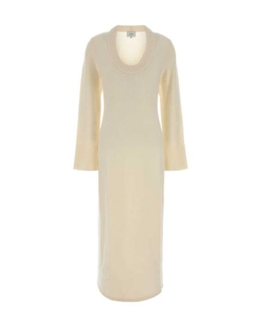 Loulou de Saison White U-Neck Below Knee Dress