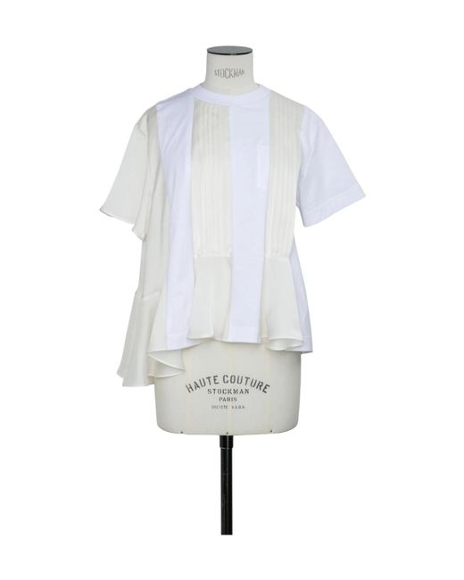 Sacai White Panelled Crewneck T-Shirt