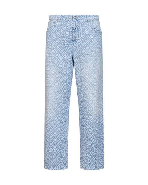 Casablanca Blue Monogram Straight-Leg Jeans for men