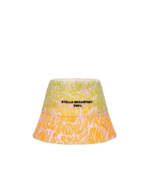 Stella McCartney Yellow Logo-Embroidered Reversible Bucket Hat