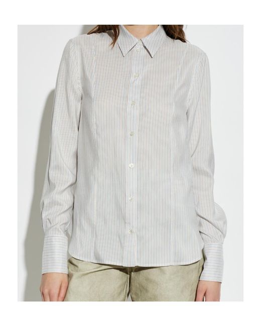 McQueen White Long Sleeved Striped Shirt