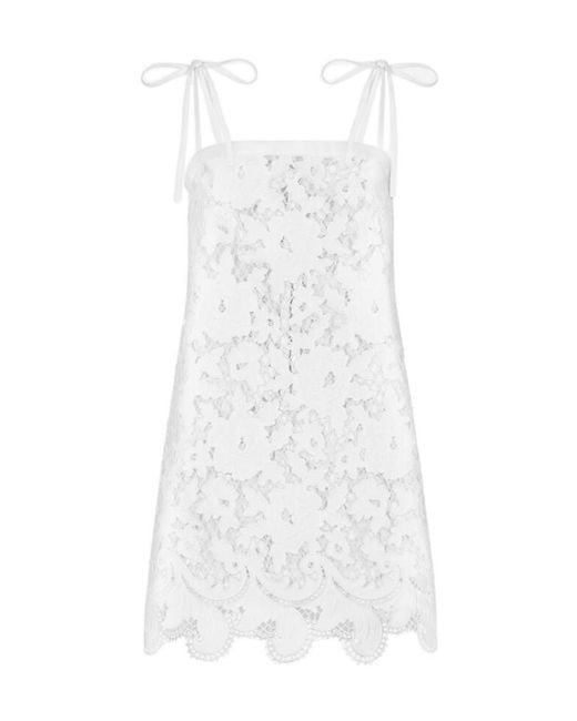 Dolce & Gabbana White Floral Openwork Embroidered Mini Dress