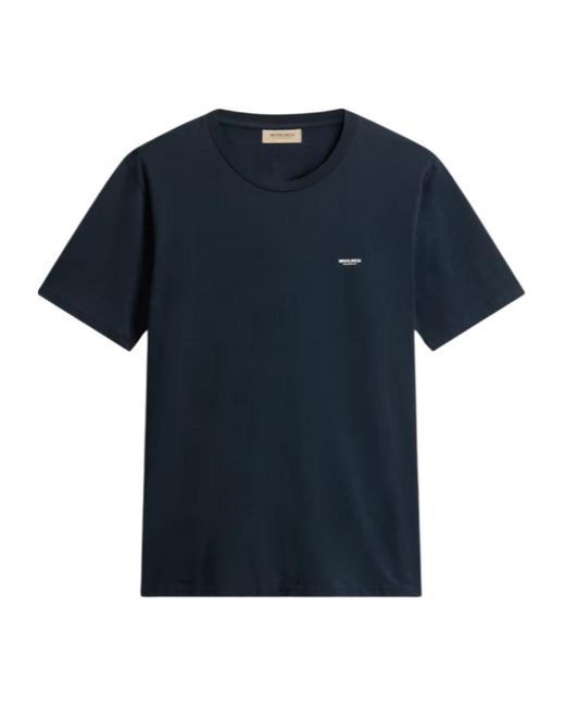 Woolrich Blue Logo Cotton T-Shirt for men