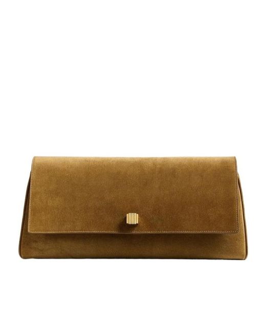 Khaite Brown Audrey Flap Clutch Bag