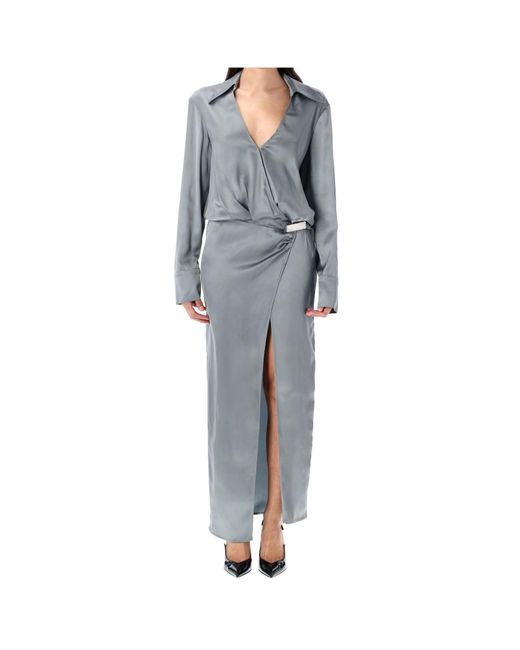 The Attico Gray The Long Chemisier Dress