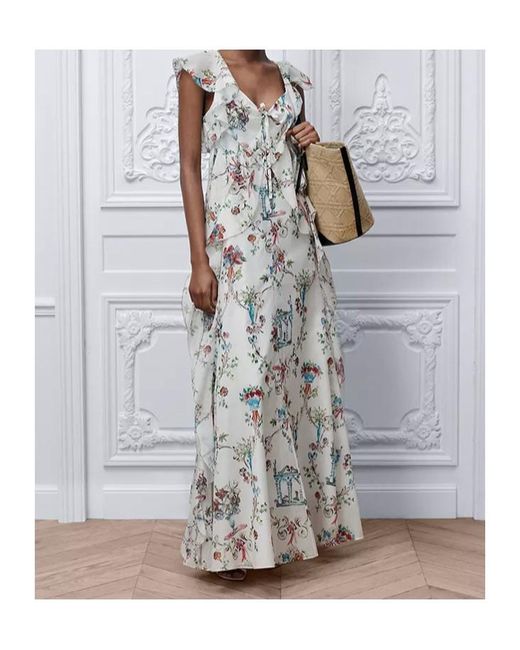 Dior White Iviera Long Ruffled Dress