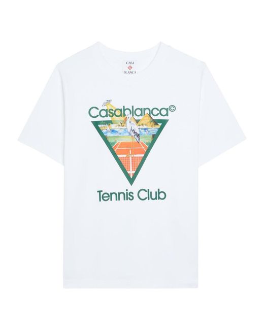 Casablanca White Tennis Club Printed Cotton T-Shirt for men