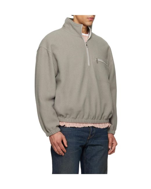Rier Gray Half-Zip Fleece Sweatshirt for men