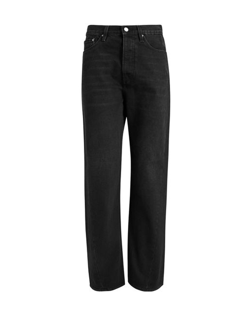 Totême  Black Mid-Rise Straight-Leg Jeans