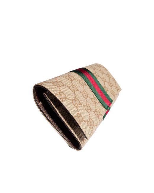Gucci White Web Striped Long Wallet