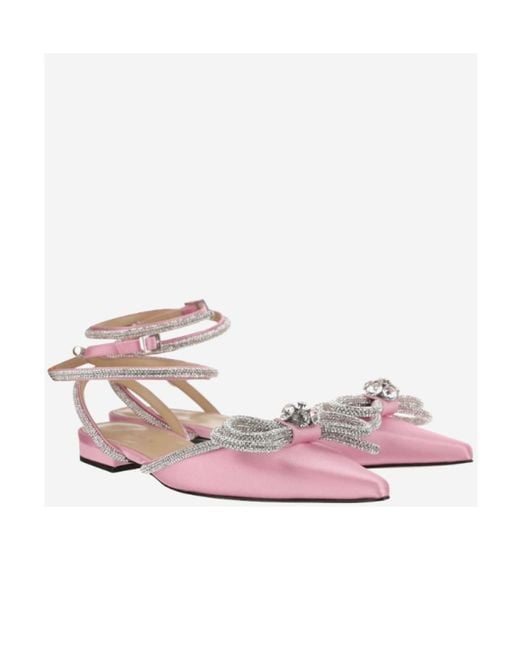 Mach & Mach Pink Pointed Bow Flat Shoes