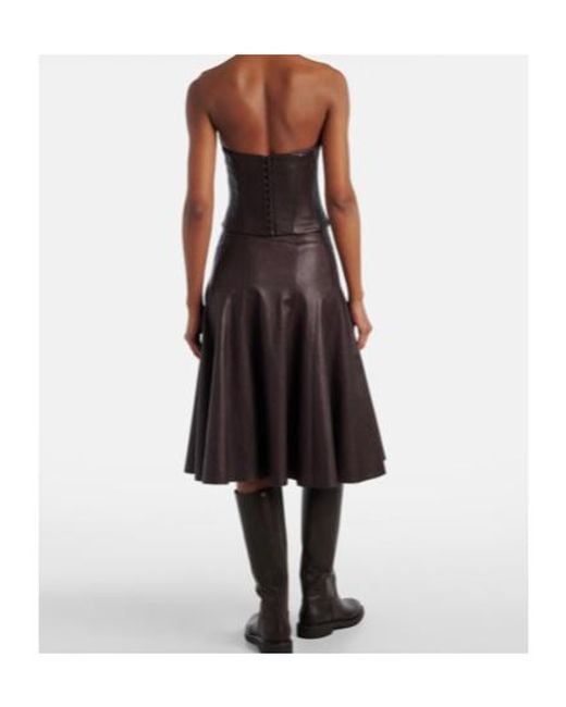 Stouls Brown Rosalia Strapless Leather Top
