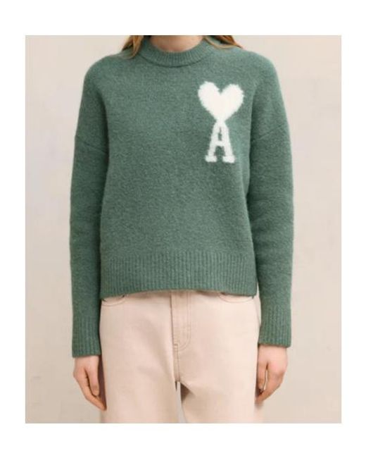AMI Green Ami De Coeur Wool Sweater for men