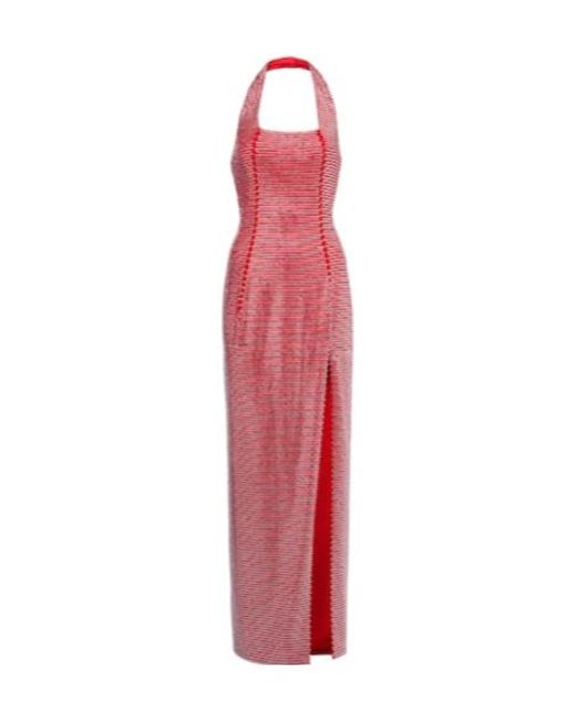 Area Pink Crystal-Embellished Halterneck Gown