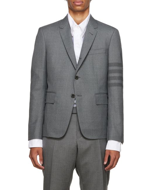 Thom Browne Gray Bar High-Armhole Sport Coat for men