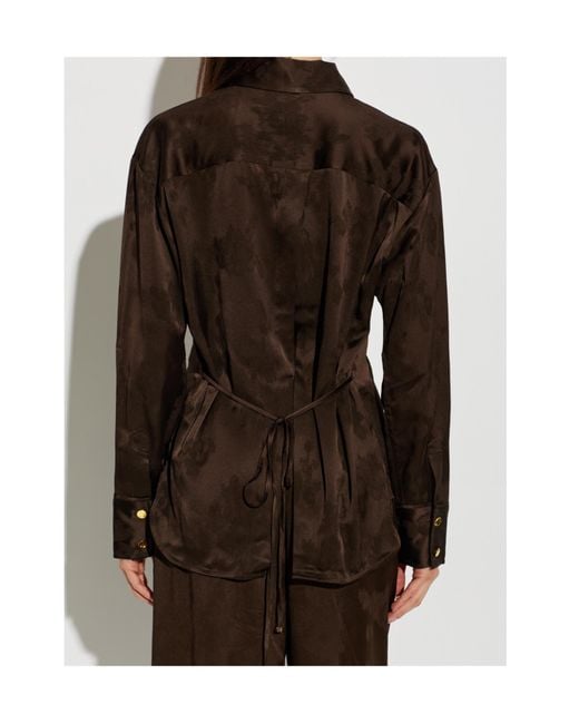 Ganni Brown Jacquard Button-Up Shirt