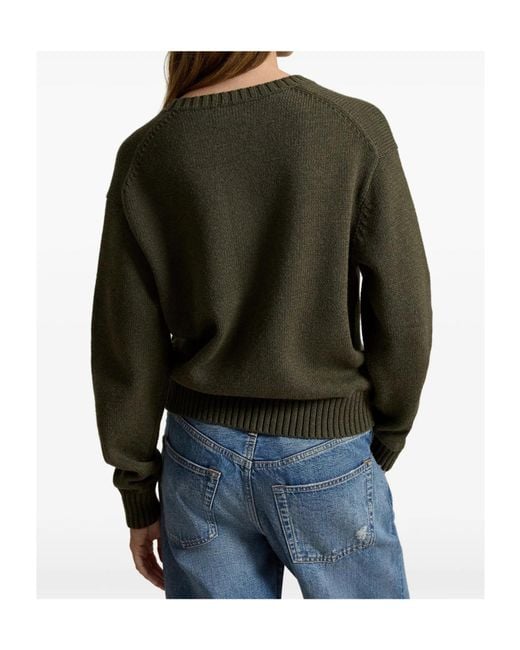 Polo Ralph Lauren Green Embroidered Cotton Sweater