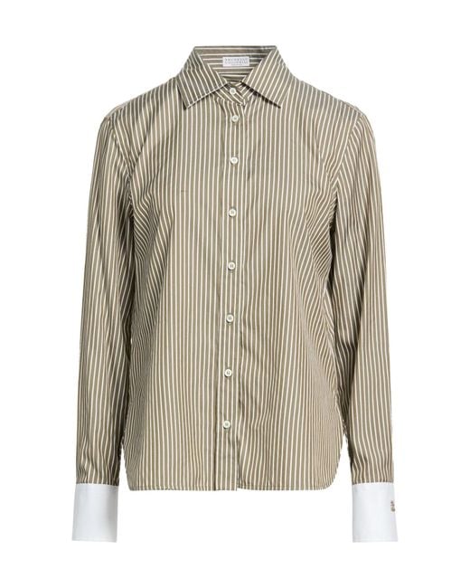 Brunello Cucinelli Gray Striped Shirts