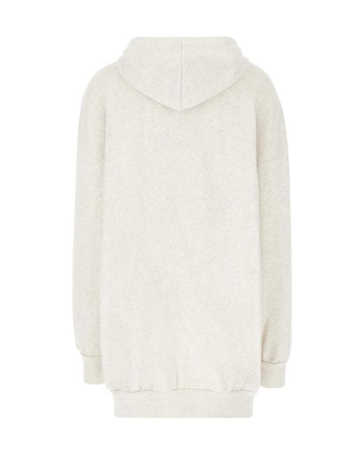 Isabel Marant White Solena Logo Embroidered Drawstring Hoodie