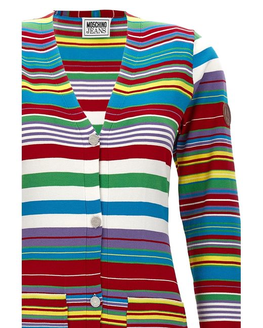 Moschino Blue Jeans Striped Knit Long Cardigan