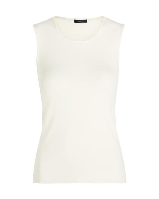 Joseph White Stretch-Silk Knit Tank