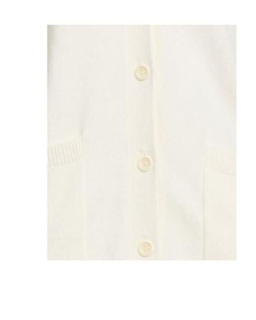 Max Mara White Solid Color Minimalist Stylish Knit Cardigan