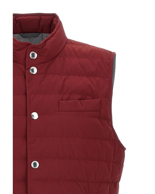 Brunello Cucinelli Red Quilted Vest for men