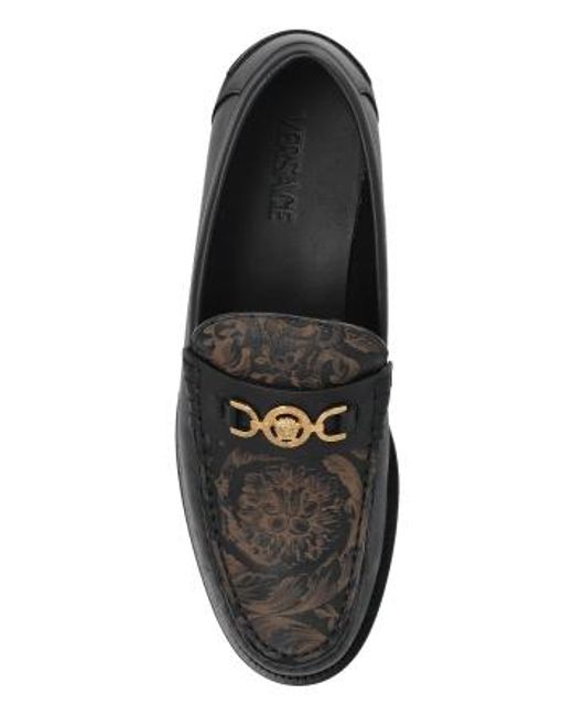 Versace Black Pattern-Printed Loafers for men