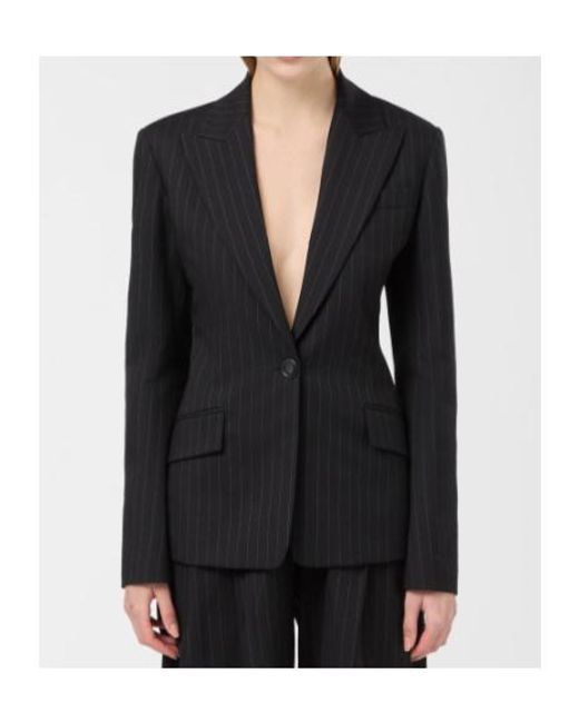 ANDAMANE Black Bianca Pinstripe Fitted Blazer