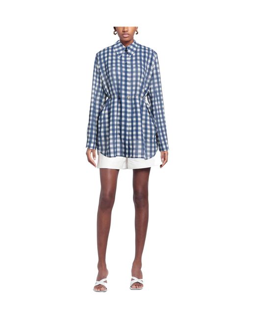Jacquemus Blue Plaid Long-Sleeve Shirt