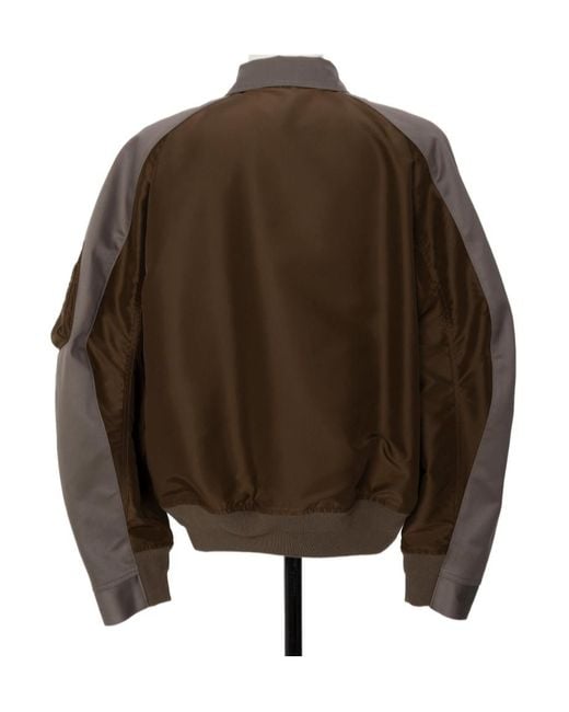 Sacai Brown Twill Collared Zip-Up Blouson for men