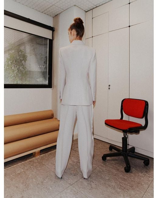 Marella White Barrel-Leg Trousers