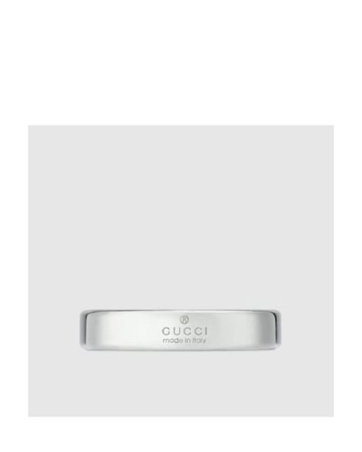 Gucci White Diagonal Interlocking G Thin Ring for men