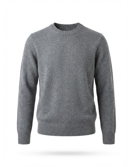 Soft Goat Gray Round-Neck Knitted Sweater for men