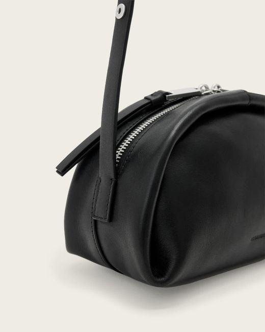 AllSaints Black Zippered Shoulder Bag