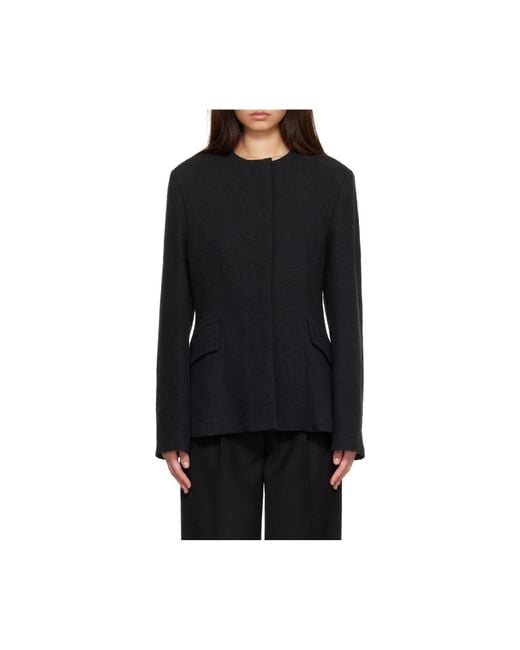 Totême  Black Crew Neck Long-Sleeved Casual Jacket