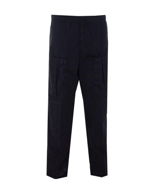Stone Island Blue Compass-Badge Elasticated Waistband Trousers for men