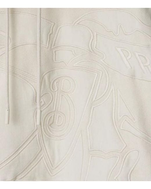 Burberry White Ekd Motif Drawstring Hoodie for men